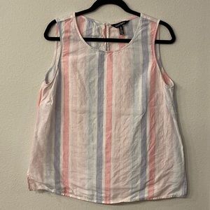 Ellen Tracy Striped Linen Tank Top